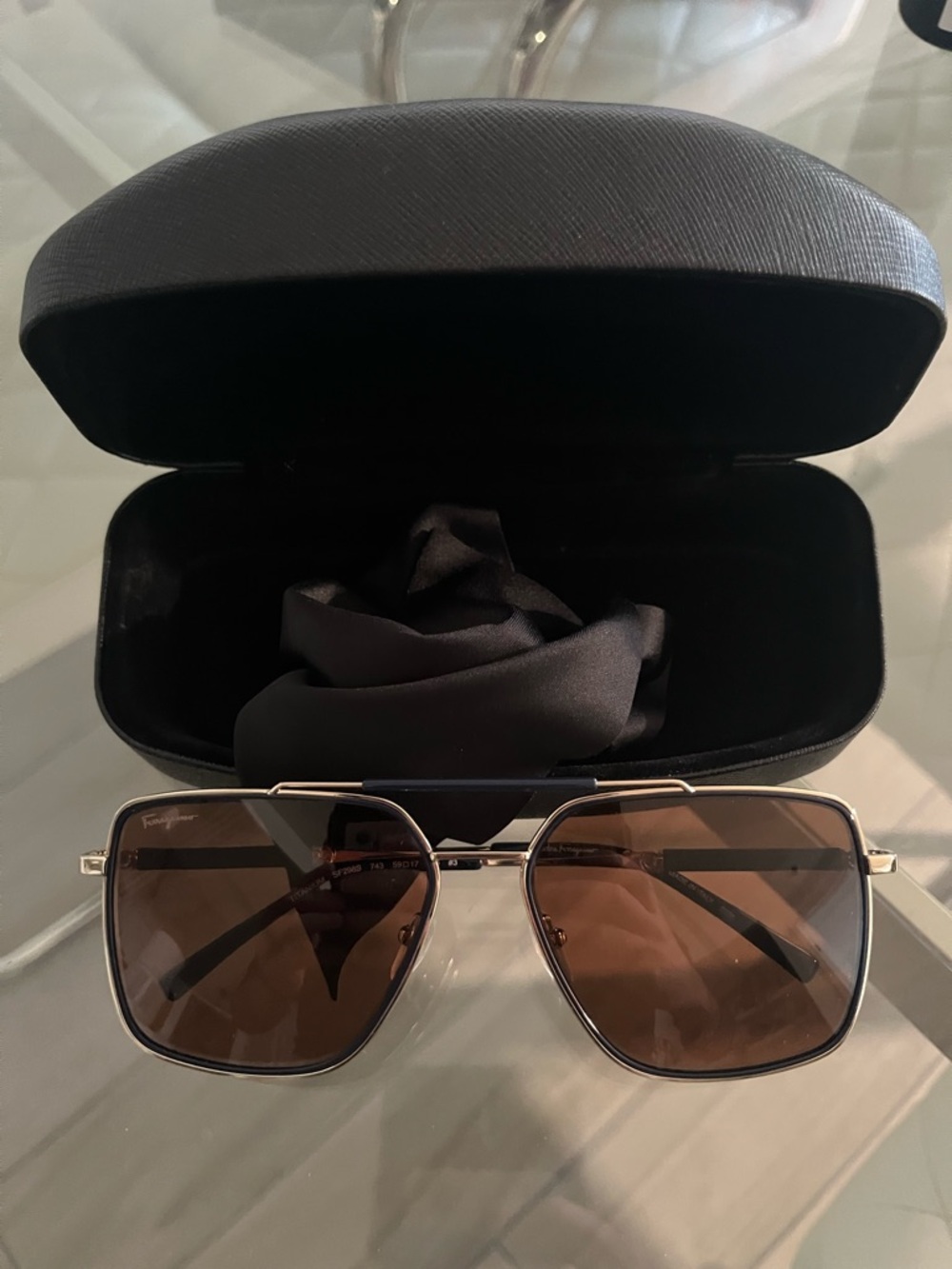 Salvatore Ferragamo Titanium Frame Brown Lens Men’s Sunglasses (SF298S)